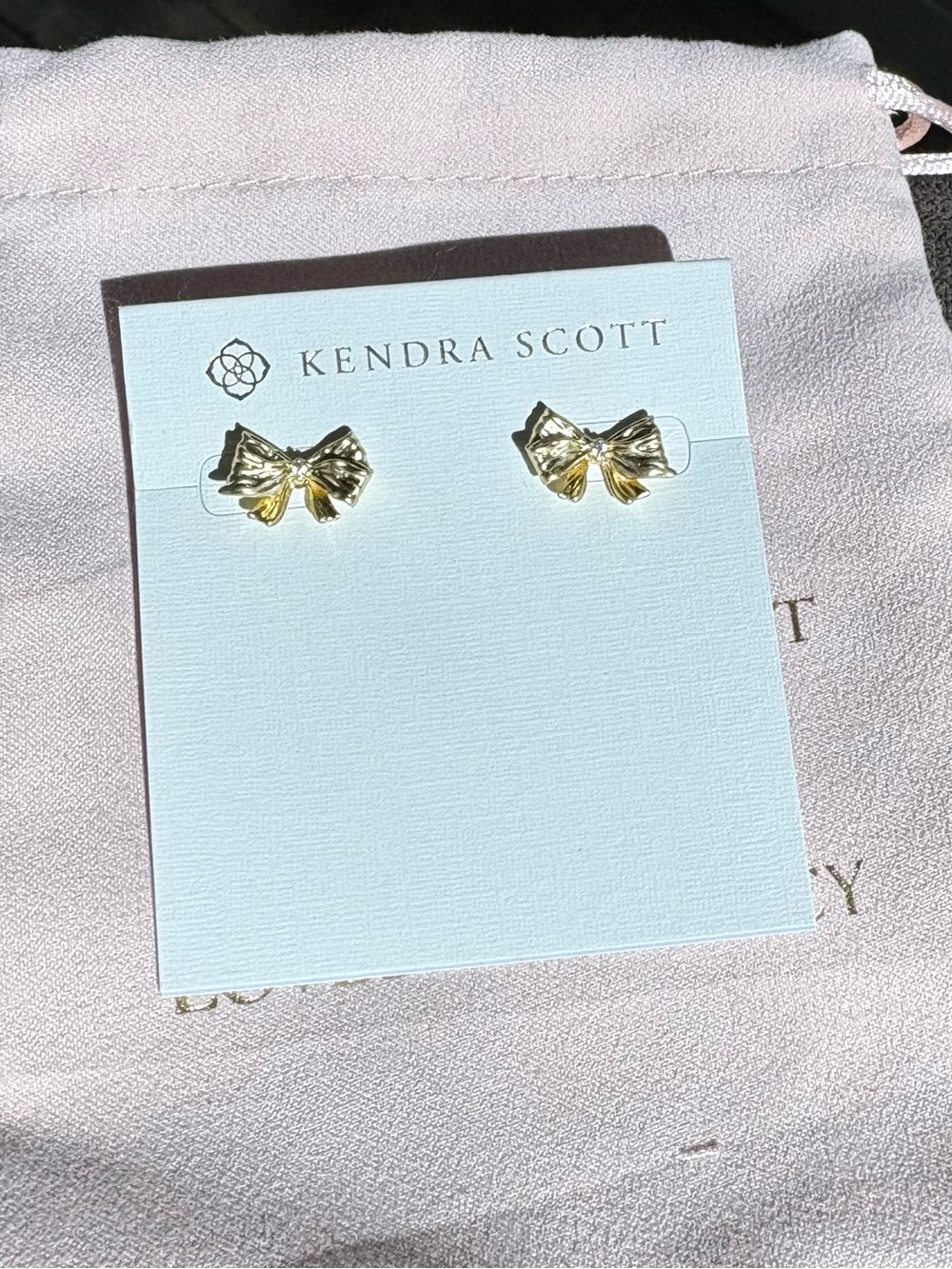Kendra Scott x LoveShackFancy Gold Bow Stud Earrings in White CZ
